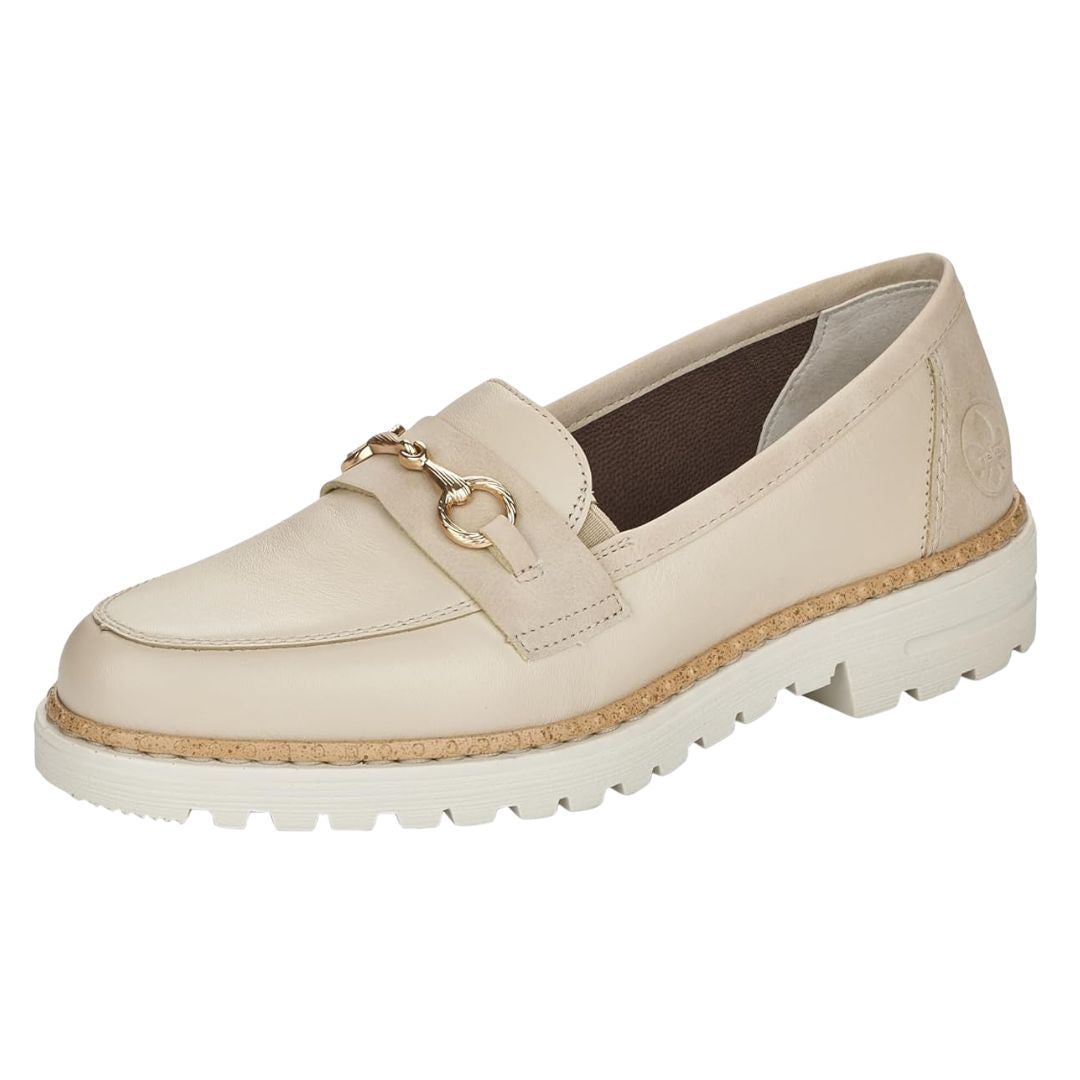 Mocassin en Cuir pour Femme en Beige