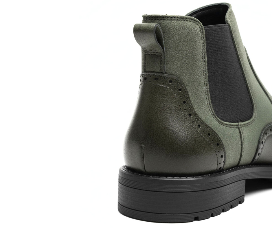 Bottines Chelsea Homme en Cuir Vert Olive