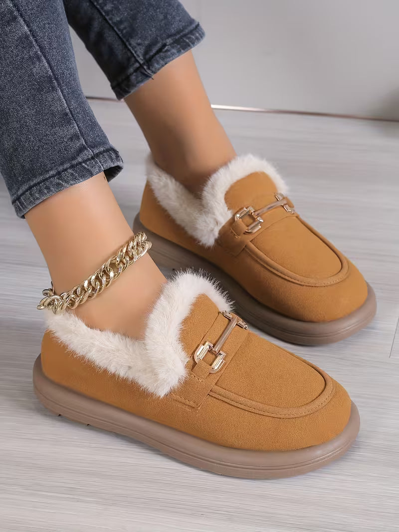 Ballerines d'Hiver Douillettes Doublées de Polaire pour Femmes