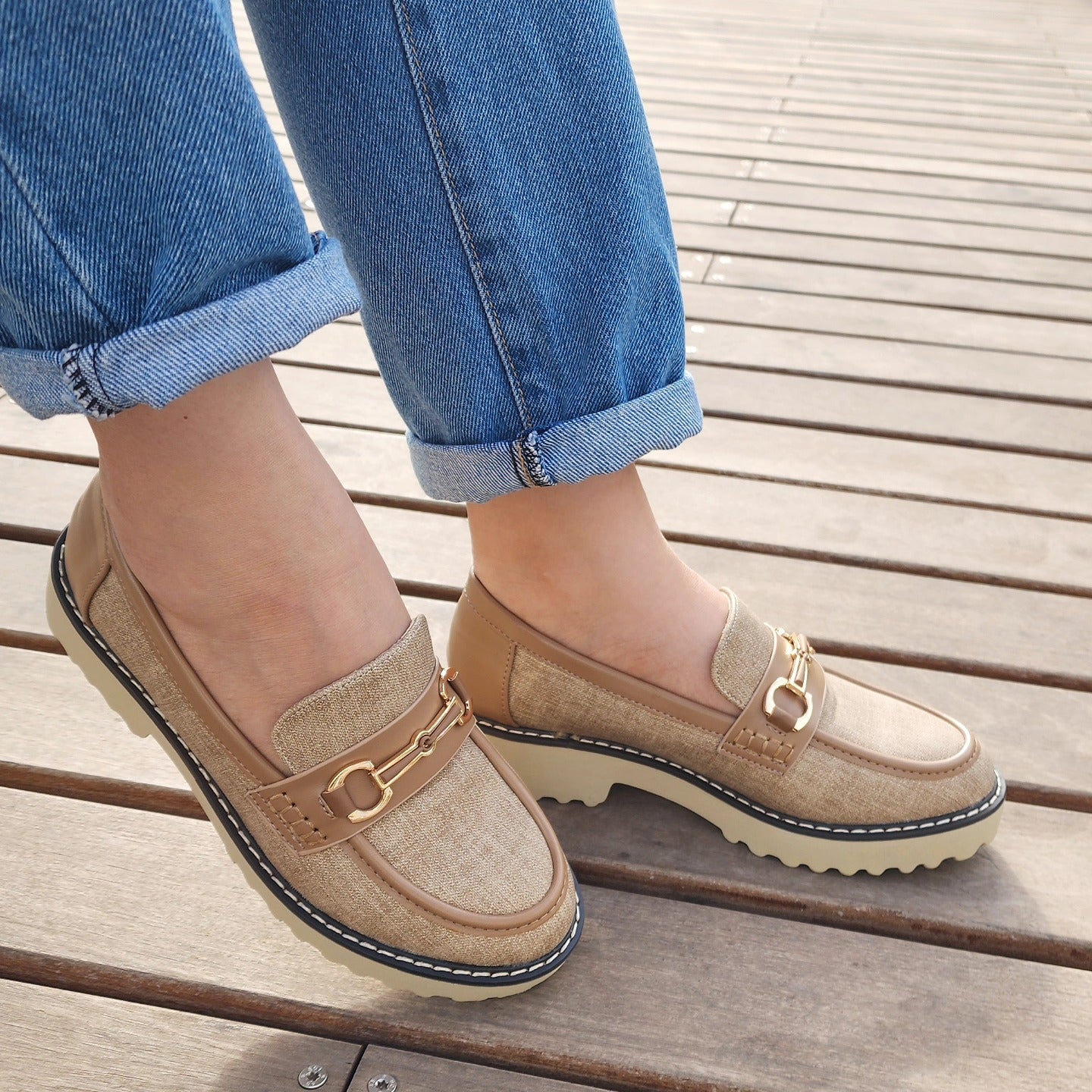 Mocassins pour Femmes : Kaki Confort & Élégant