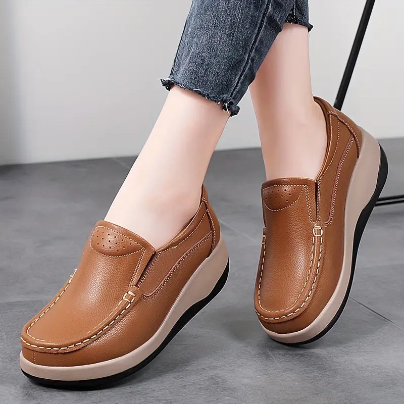 Chaussures de loisirs pour femmes en cuir véritable