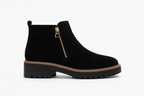 Bottes de cheville femme en velours noir unicolore