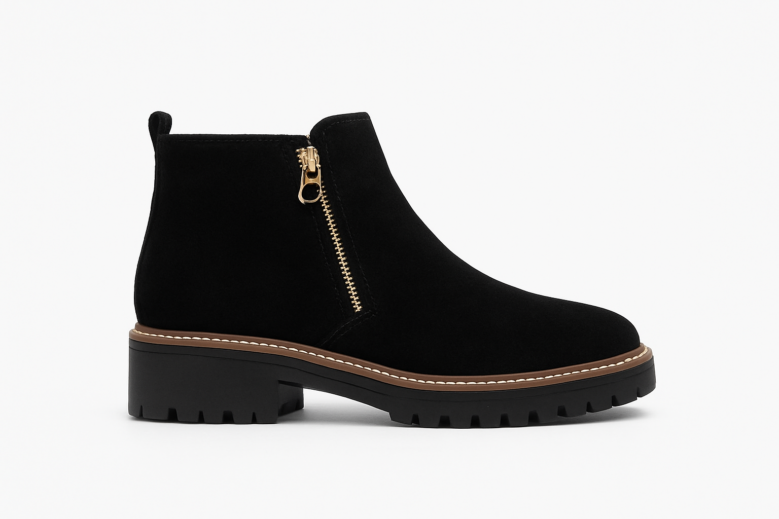 Bottes de cheville femme en velours noir unicolore