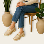 Mocassin en Cuir pour Femme en Beige