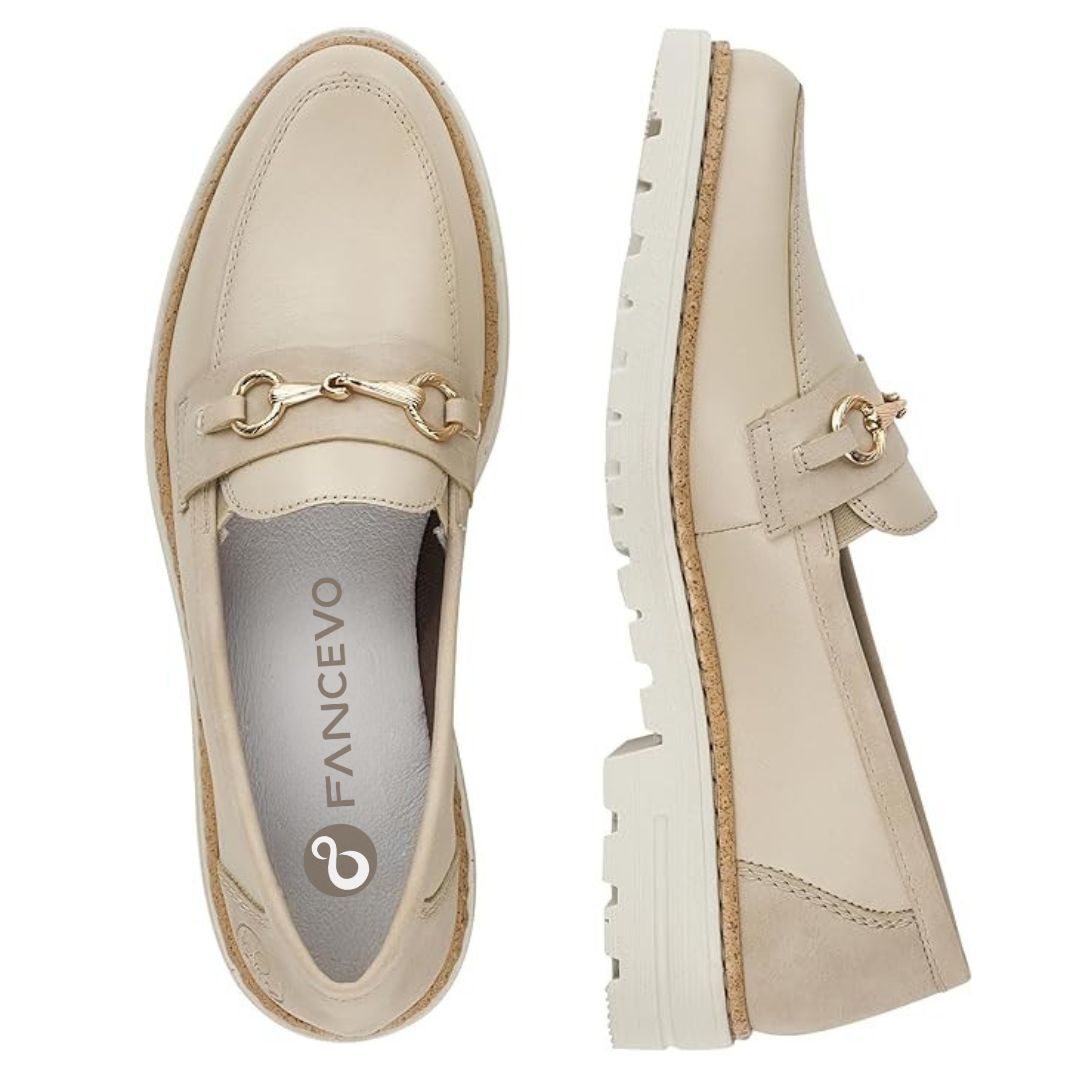 Mocassin Cuir pour Femme en Beige