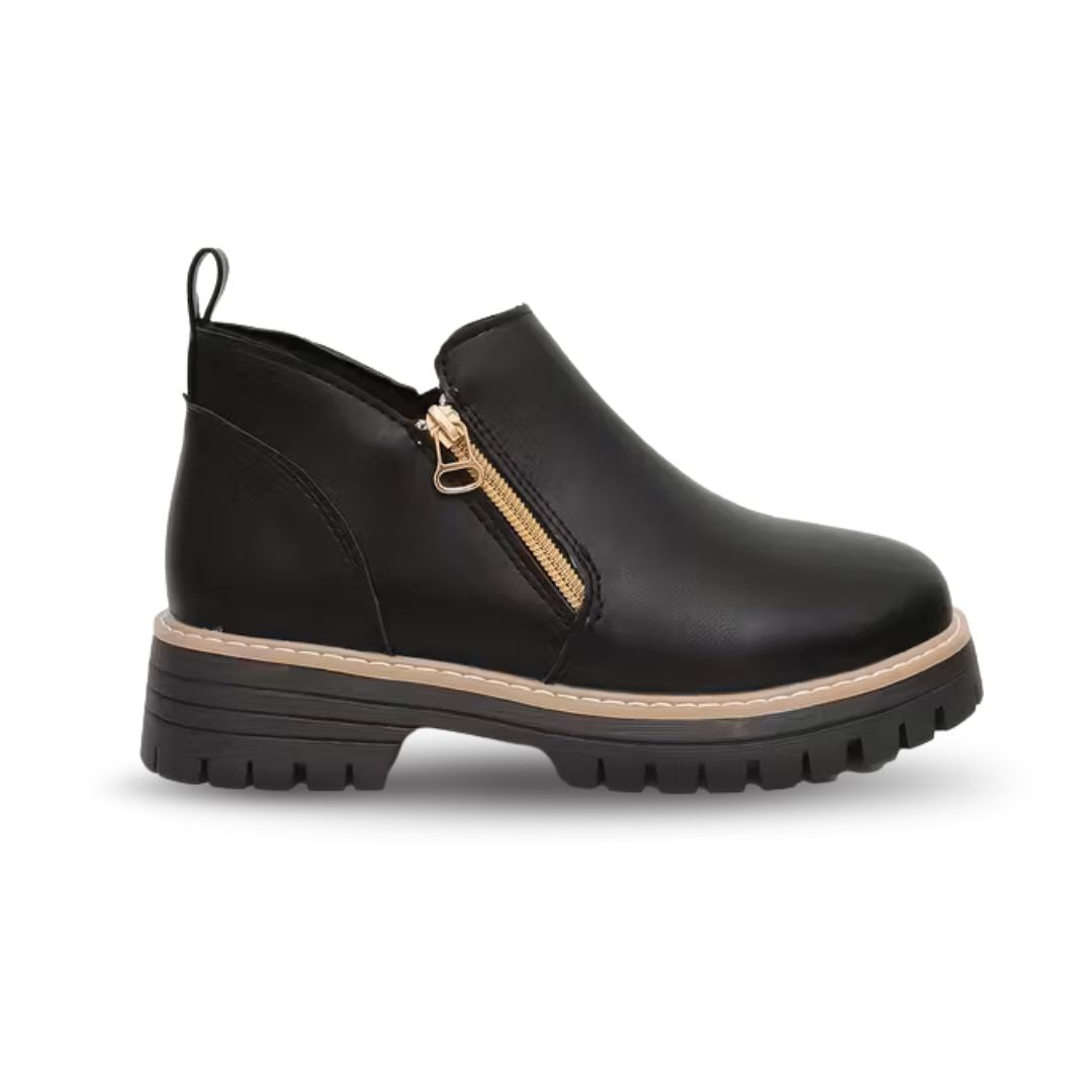 Bottes de cheville femme en velours noir unicolore
