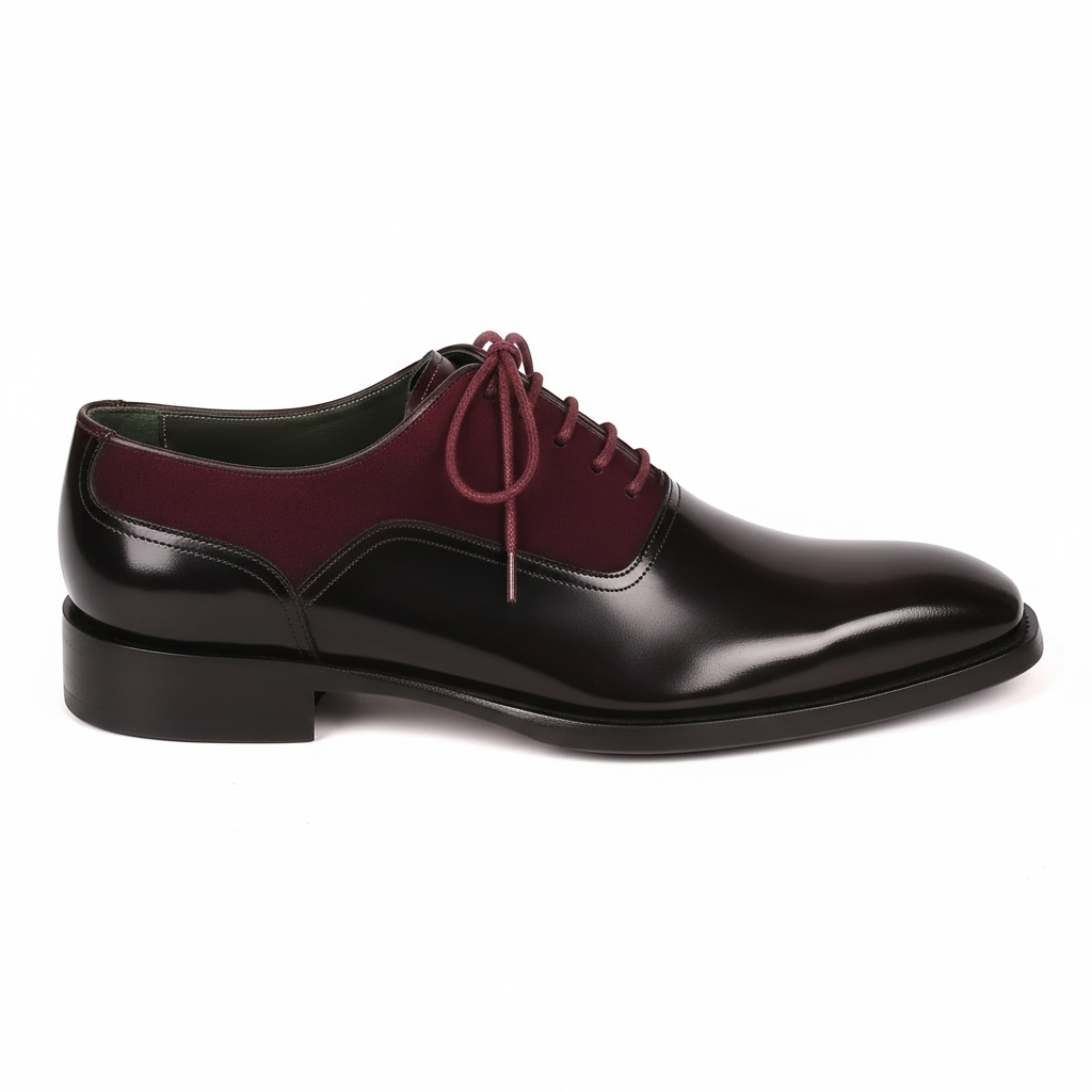 Chaussures Richelieu – Noir & Bordeaux en cuir et daim verni