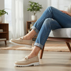 Mocassin Cuir pour Femme en Beige