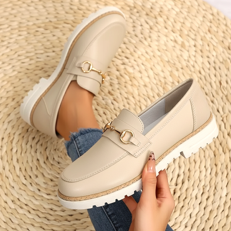 Mocassin Cuir pour Femme en Beige