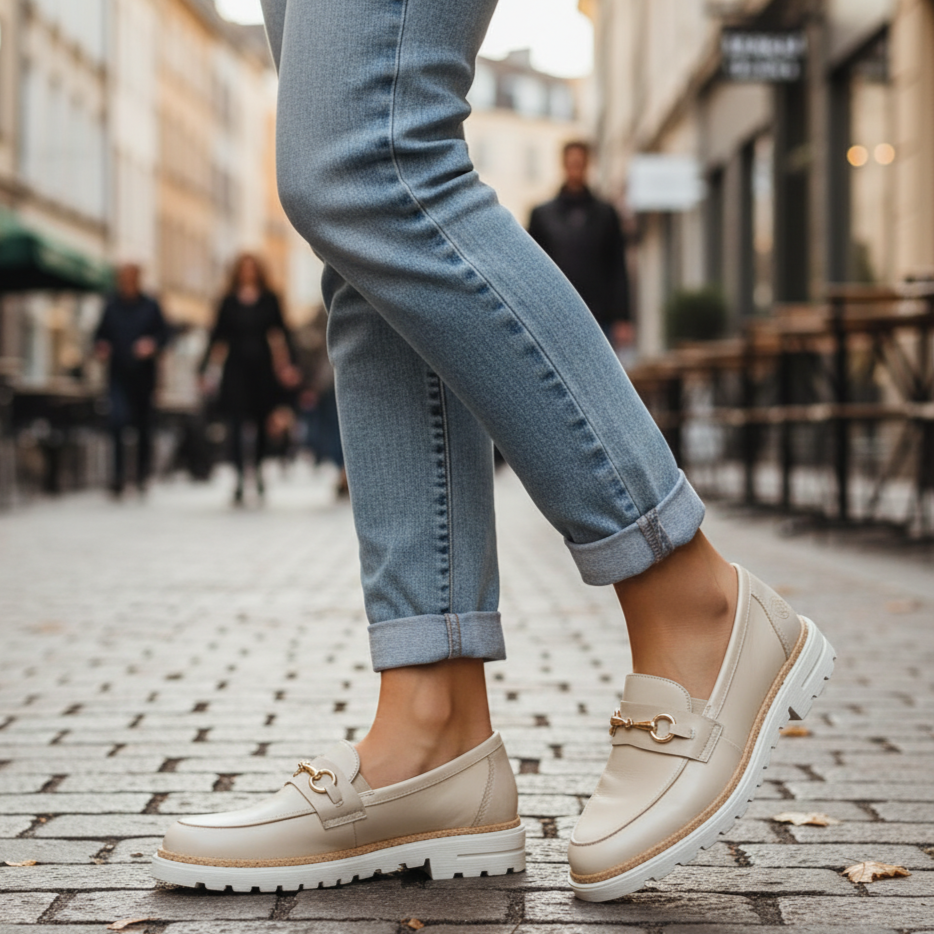 Mocassin Cuir pour Femme en Beige