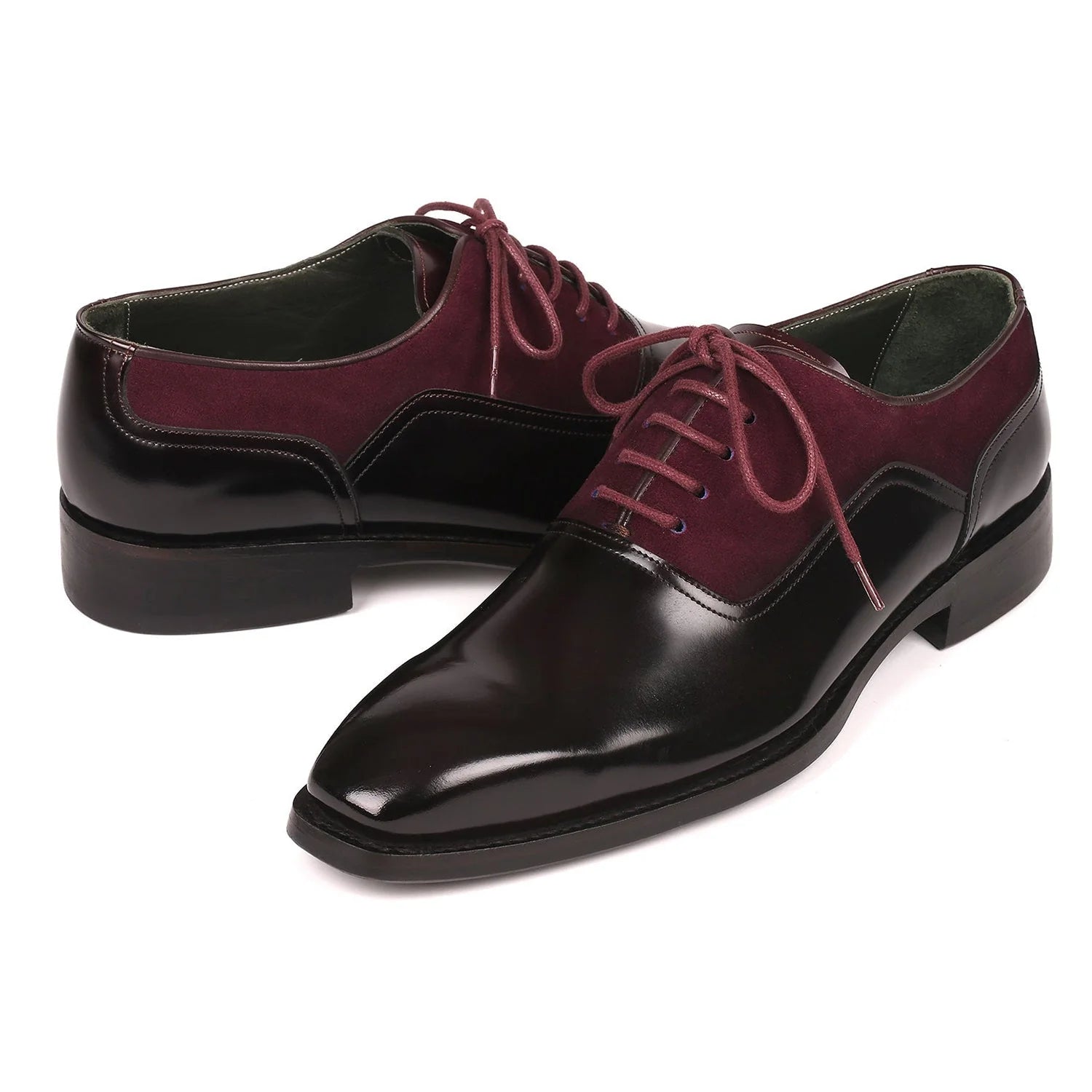 Chaussures Richelieu – Noir & Bordeaux en cuir et daim verni