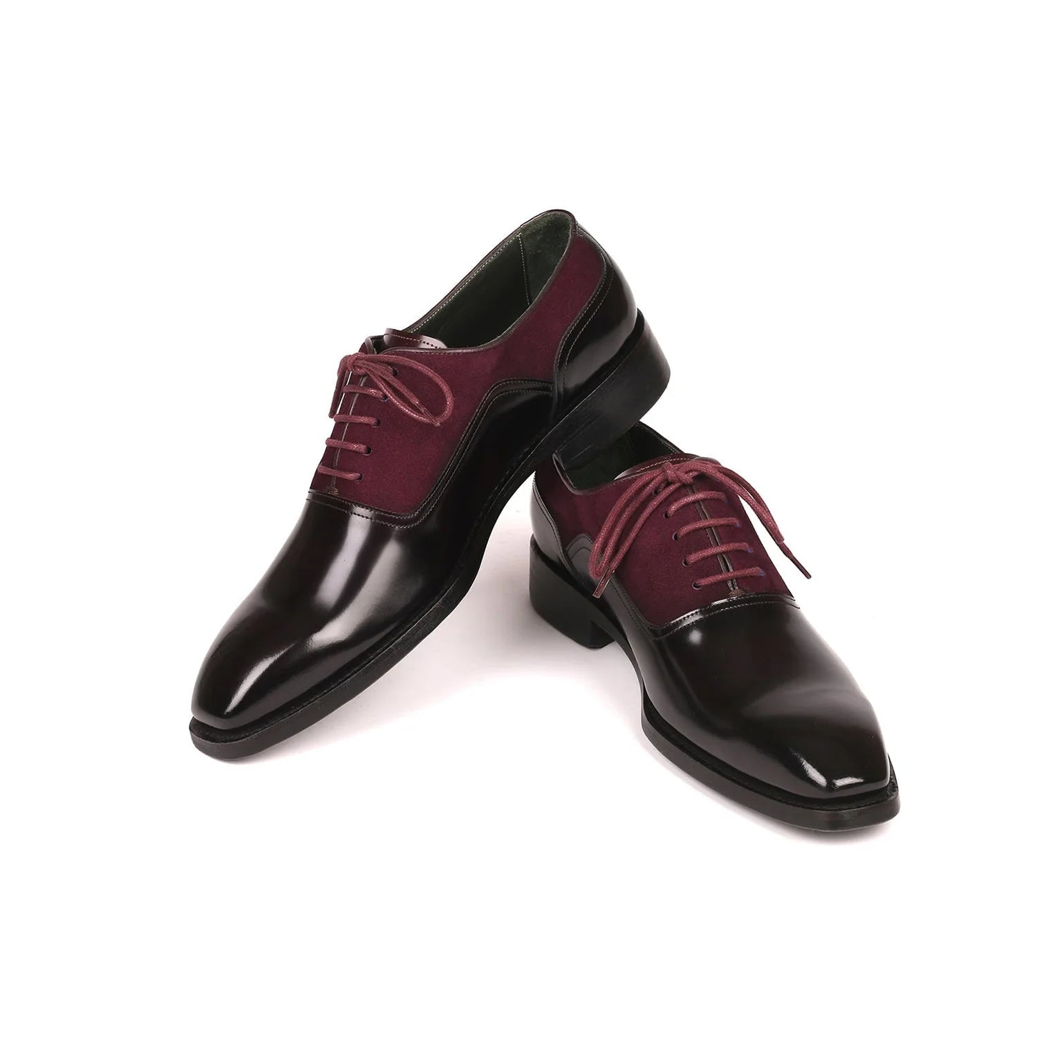 Chaussures Richelieu – Noir & Bordeaux en cuir et daim verni