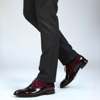 Chaussures Richelieu – Noir & Bordeaux en cuir et daim verni