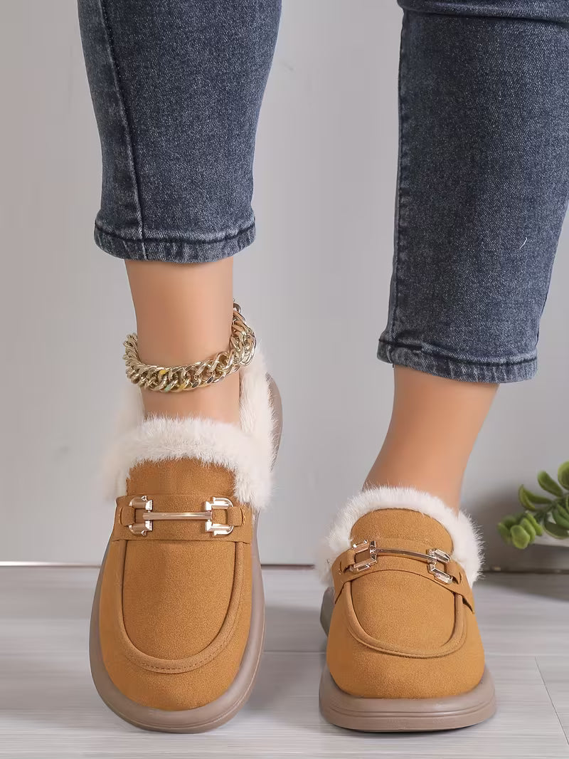 Ballerines d'Hiver Douillettes Doublées de Polaire pour Femmes
