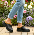 Erba en fausse fourrure et cuir noir