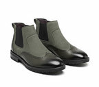 Bottines Chelsea Homme en Cuir Vert Olive