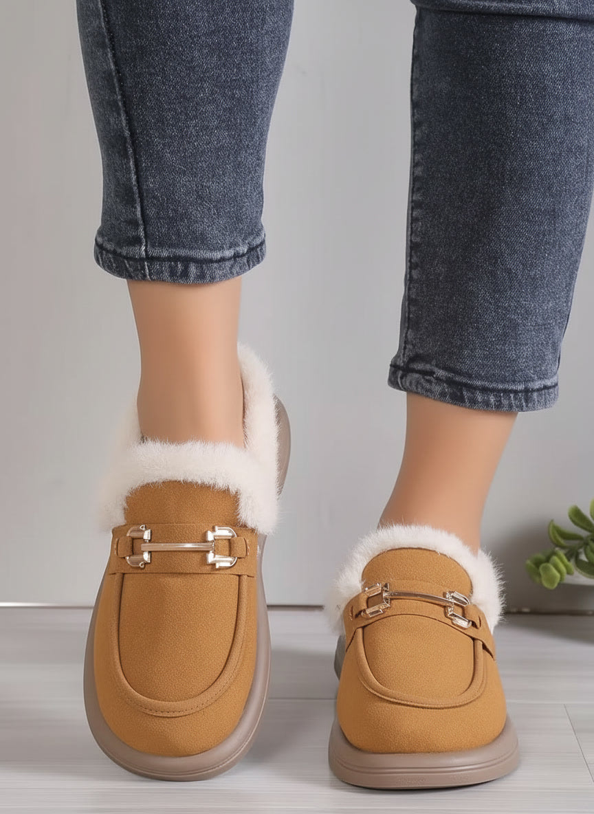 Ballerines d'Hiver Douillettes Doublées de Polaire pour Femmes
